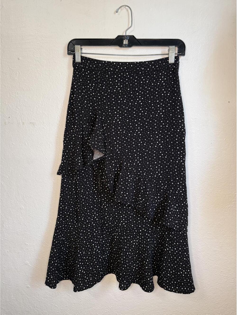 Socialite Women’s Small Polka Dot‎ Tiered Midi Skirt Ruffle Flowy